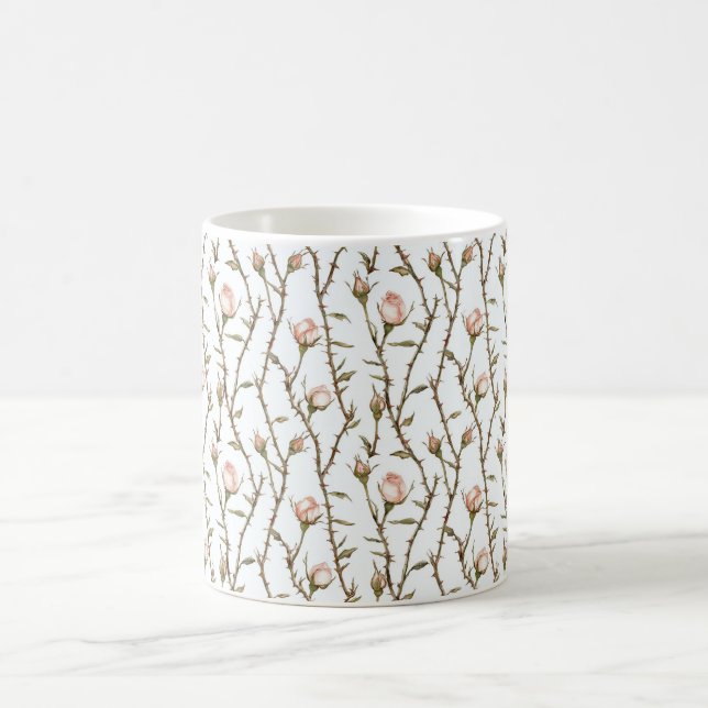 Caneca De Café Flores de Rosa Rosa Românticas (Centro)