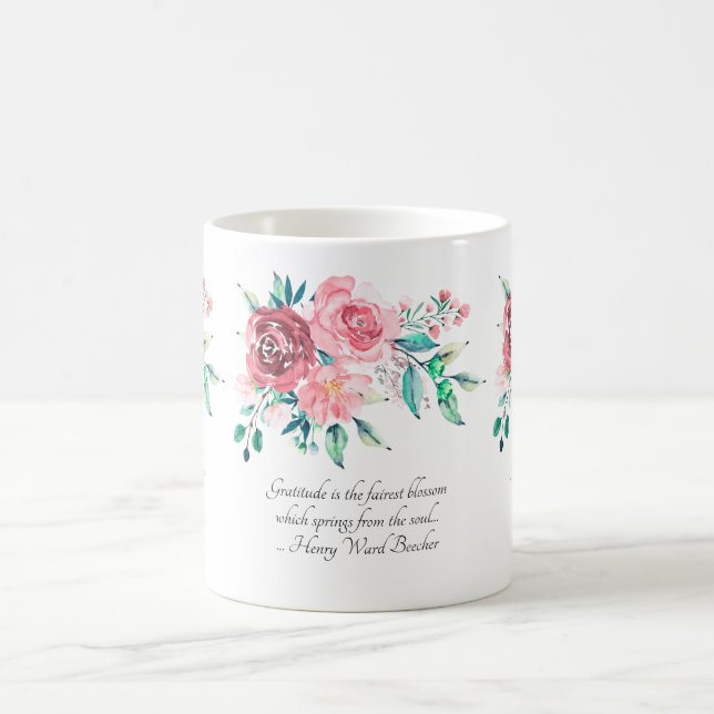 Caneca De Café Flores de Rosas Vermelhas e Rosa Delicadas (Centro)