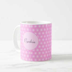 Caneca De Café Flores de Starburst brancas a rosa