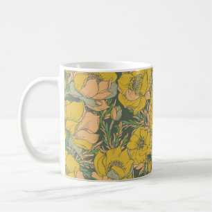 Caneca De Café Flores de Trollius Primavera gráfico