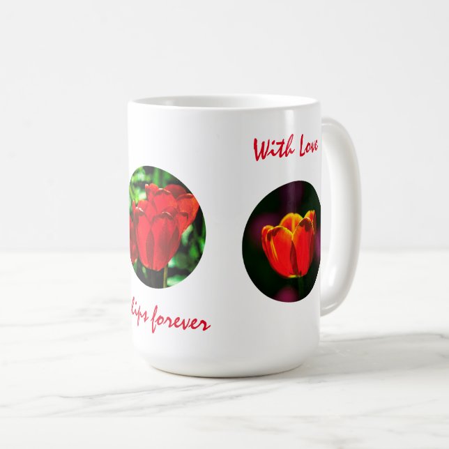 Caneca De Café Flores de tulipa vermelhas (Frente Esquerda)
