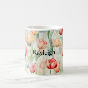 Caneca De Café Flores de Tulipas Amarelas fazendas