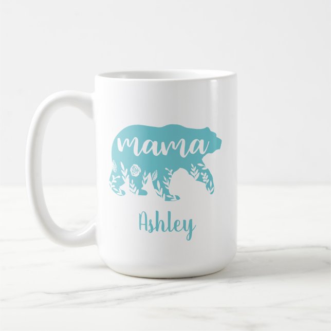 Caneca De Café Flores De Turquesa De Mama Bear (Esquerda)