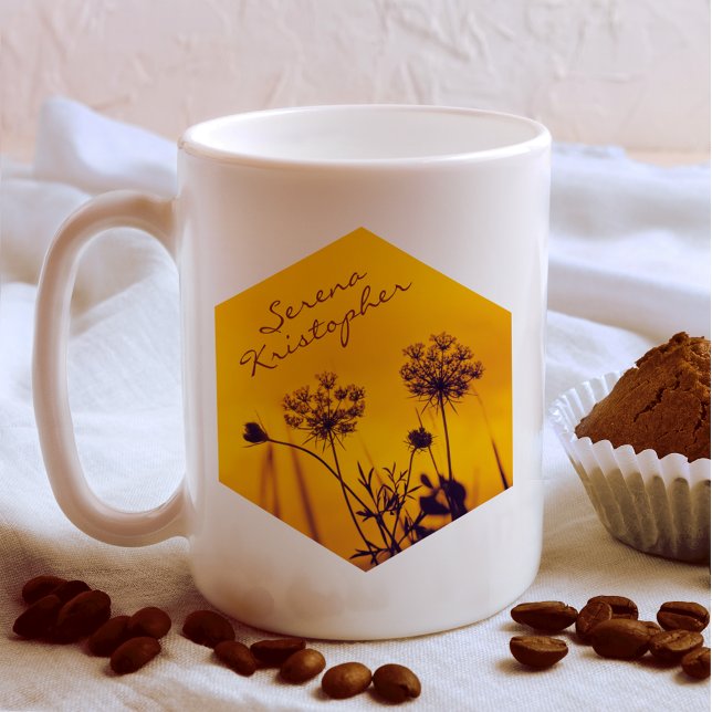 Caneca De Café Flores de Umbelo Selvagens Destaques Roxos e Elega (Criador carregado)