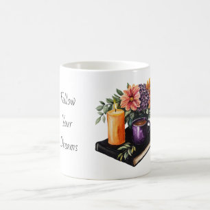 Caneca De Café Flores de Vela de Pêssego
