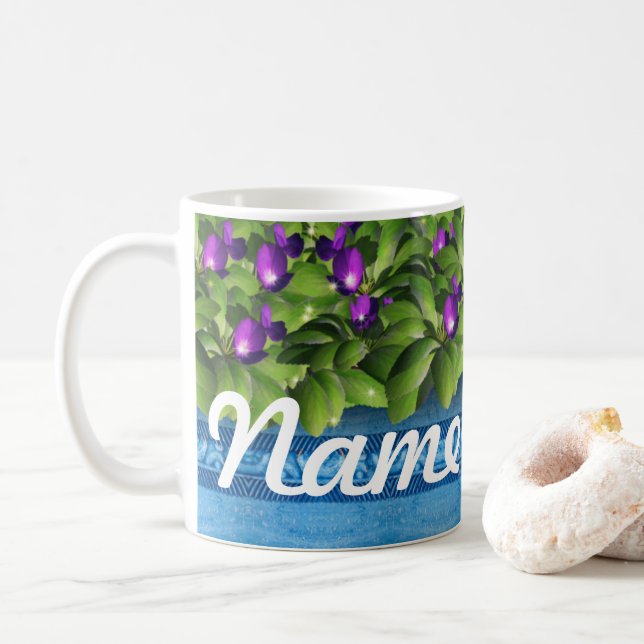 Caneca De Café Flores De Verão, Mug De Café Personalizado Floral, (Com Donut)