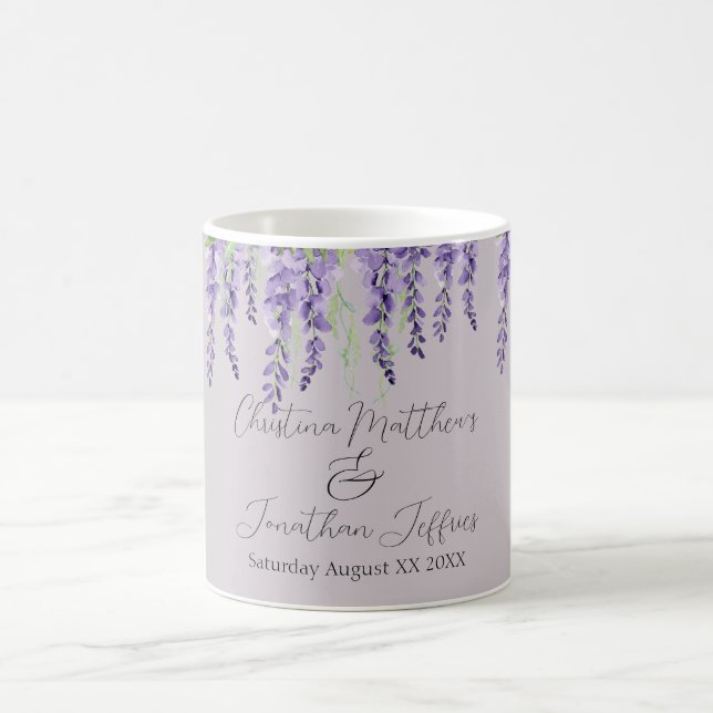 Caneca De Café Flores de Wistéria Roxa em Lavanda Elegante (Centro)