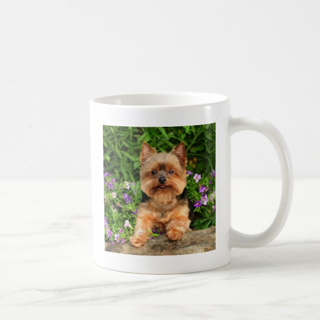Caneca De Café Flores de Yorkie (Direita)