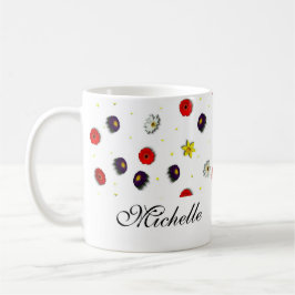 Caneca De Café Flores decorativas personalizadas de primavera bra