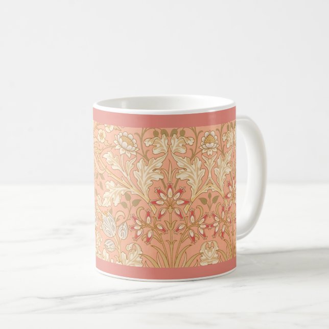 Caneca De Café Flores Decorativas Rosa Pastel (Frente Esquerda)