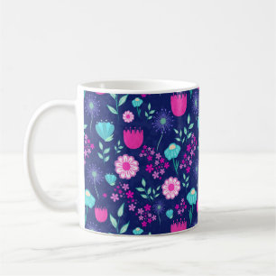 Caneca De Café Flores Delicadas e Detalhes Botânicos