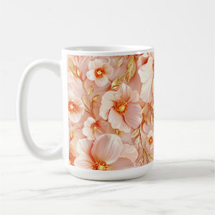 Caneca De Café Flores Delicadas em Pedras de Pêssego