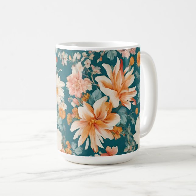 Caneca De Café Flores Delicadas Incríveis (Frente Esquerda)