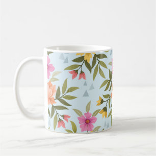 Caneca De Café Flores Desenhadas à Mão Coloridas