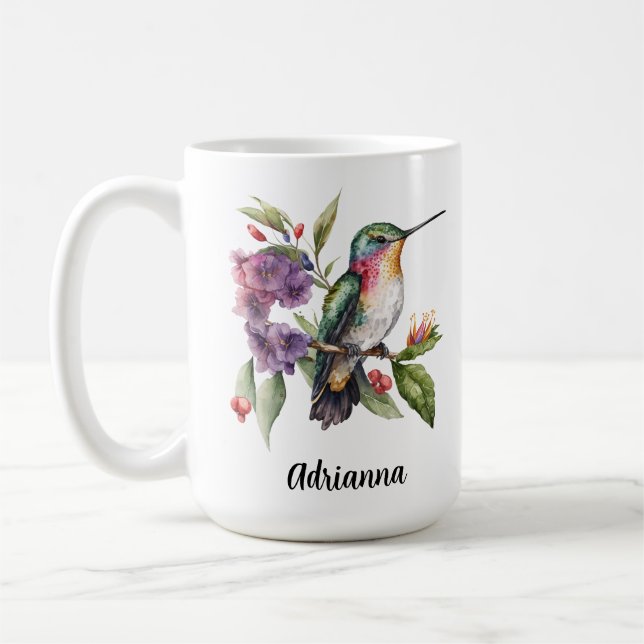 Caneca De Café Flores do Jardim do Hummingbird Springtime (Esquerda)