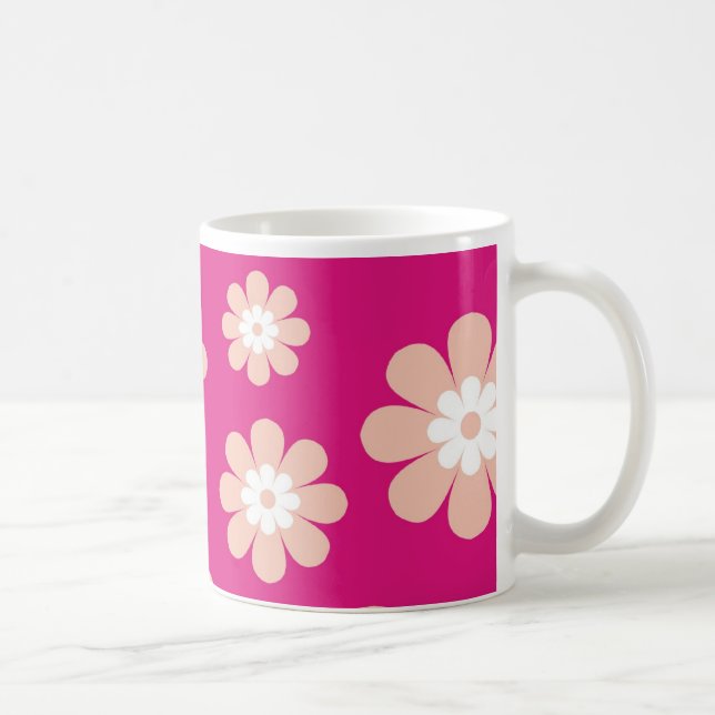 Caneca De Café Flores do pêssego da modificação no rosa (Direita)