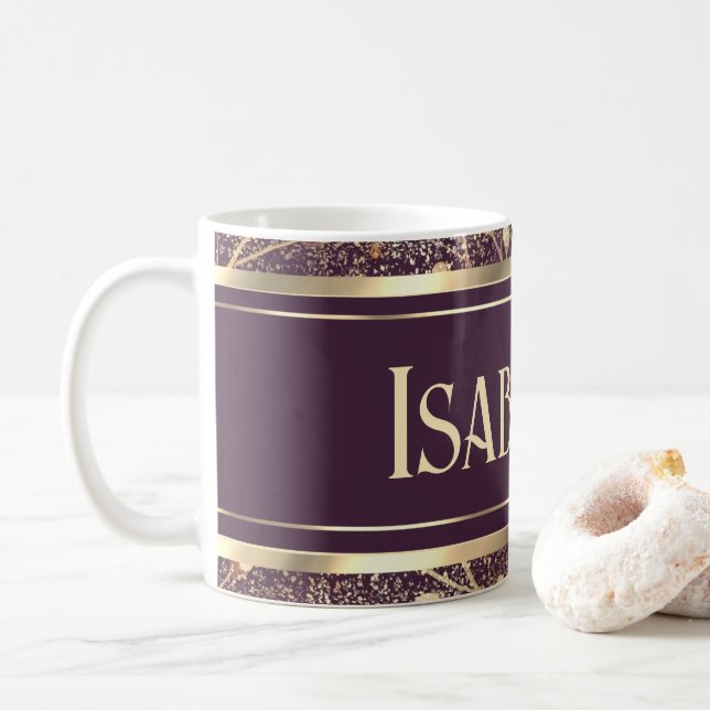 Caneca De Café Flores Douradas: Delicada Sinfonia Floral (Com Donut)