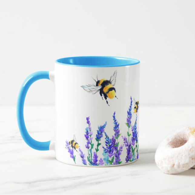 Caneca de Café Flores e Abelhas (Com Donut)