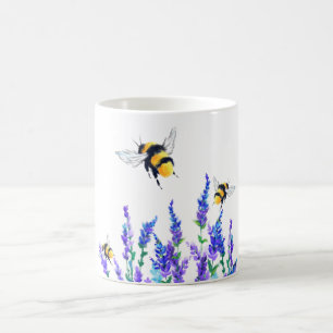 Caneca De Café Flores e abelhas Voando Mug - Primavera