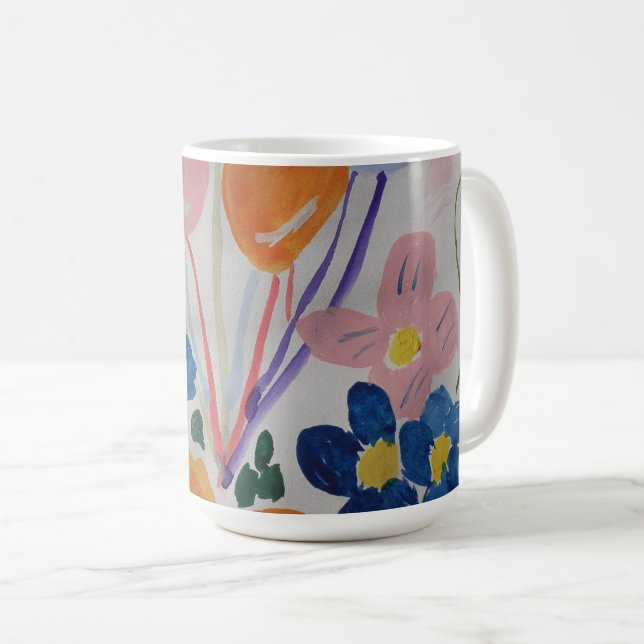 Caneca De Café Flores e Balões (Frente Esquerda)