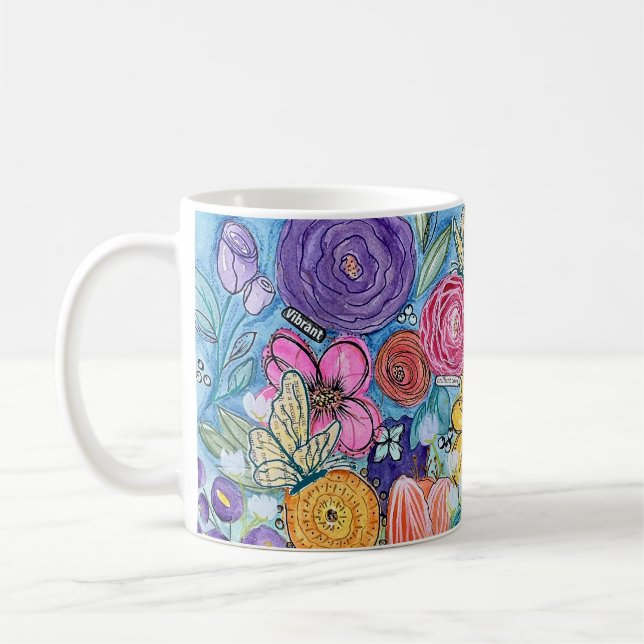 Caneca De Café Flores e Borboletas Mug (Esquerda)