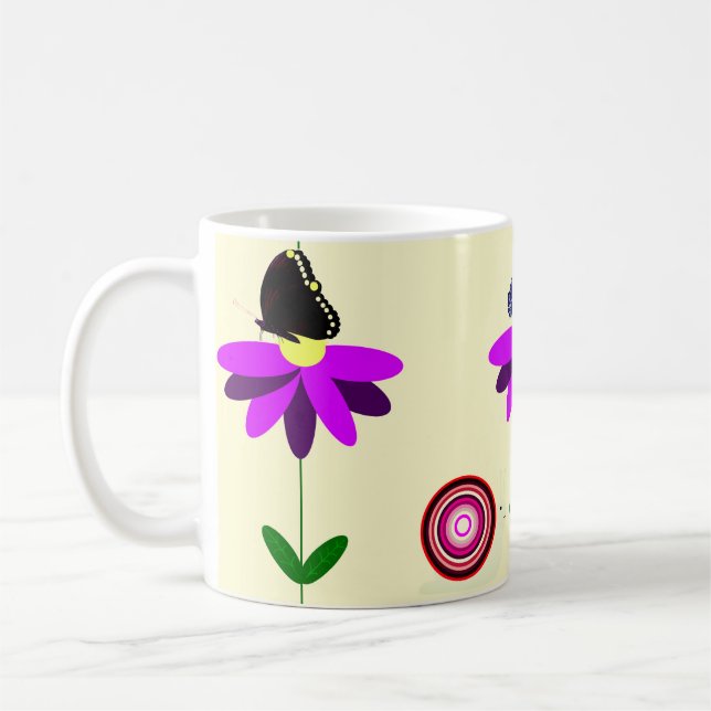 Caneca De Café Flores e Borboletas Mug (Esquerda)