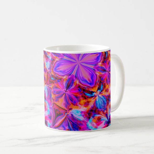 Caneca De Café Flores e borboletas na Abstrato (Frente Esquerda)