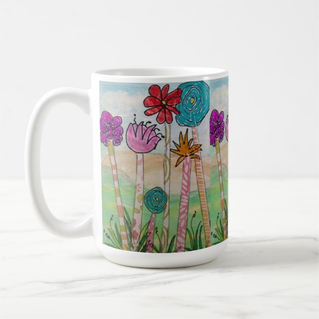 Caneca De Café Flores e caules divertidos (Esquerda)
