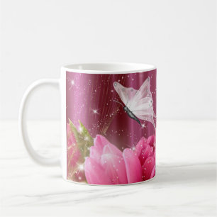 Caneca De Café Flores e copo de café da borboleta