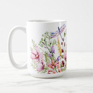 Caneca De Café Flores e Dragonfly selvagens