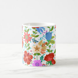 Caneca De Café Flores E Folhas
