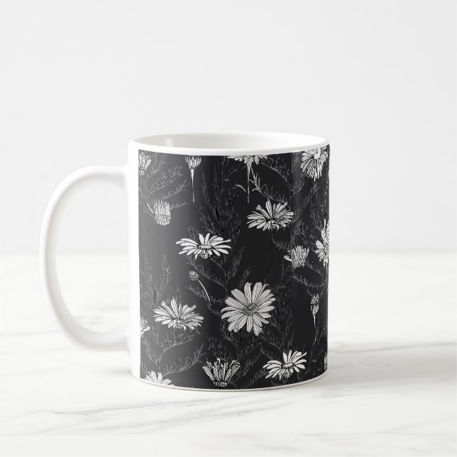 Caneca De Café Flores e folhas de camomila e borboleta (Esquerda)