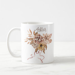 Caneca De Café Flores e Folhas de outono