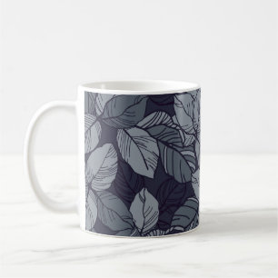 Caneca De Café Flores e folhas padrão de padrão-padrão, tropical,