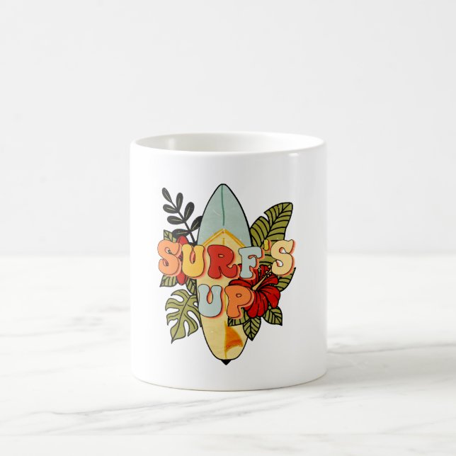 Caneca De Café Flores e folhetos tropicais de surfe de Verão (Centro)