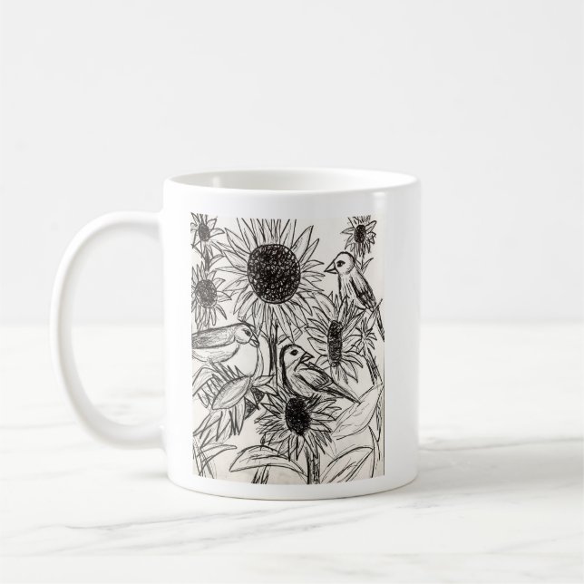 Caneca De Café Flores e Girassóis (Esquerda)