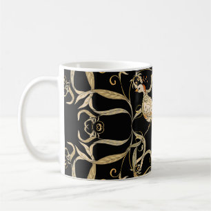 Caneca De Café Flores e Pássaros: Vintagem do Estilo Nouveau