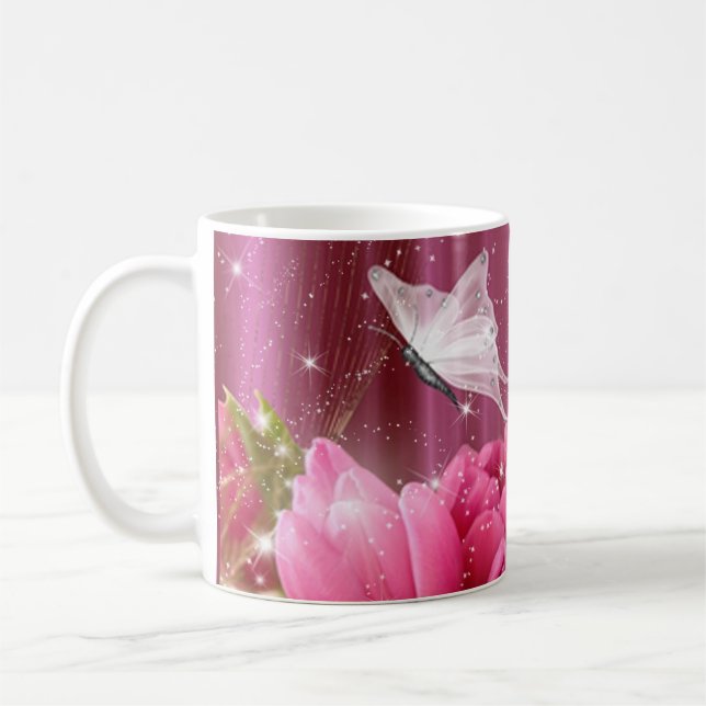 Caneca De Café Flores e Taça de Café de Borboleta (Esquerda)