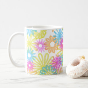 Caneca De Café Flores em tons pastéis