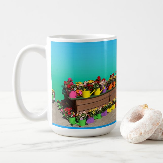 Caneca De Café Flores em uma tela de água (Com Donut)