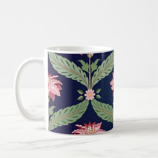 Caneca De Café Flores Fantásticas: Motifs Indianos Escuros (Esquerda)