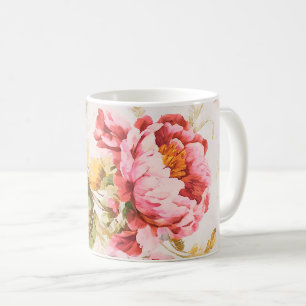 Caneca De Café Flores Finas e Amarelas. Chique