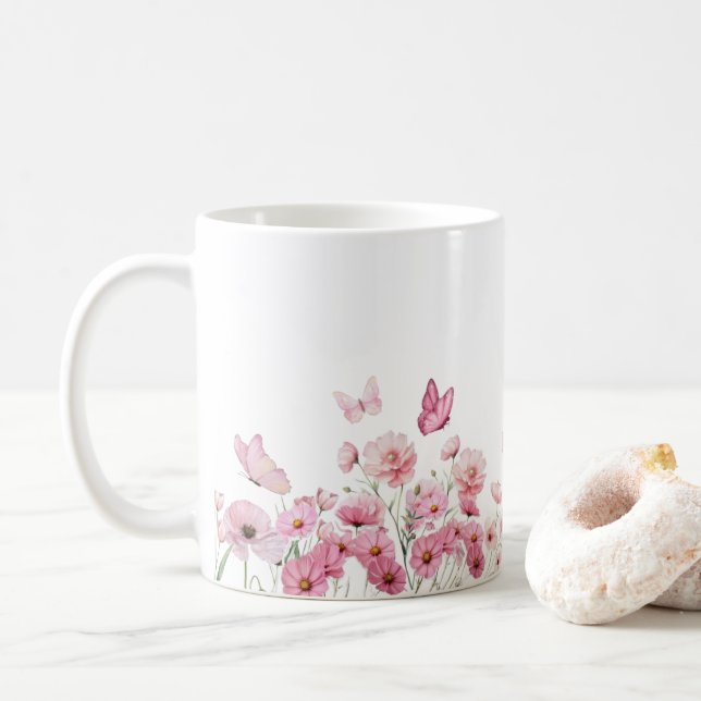 Caneca De Café flores flores  (Com Donut)
