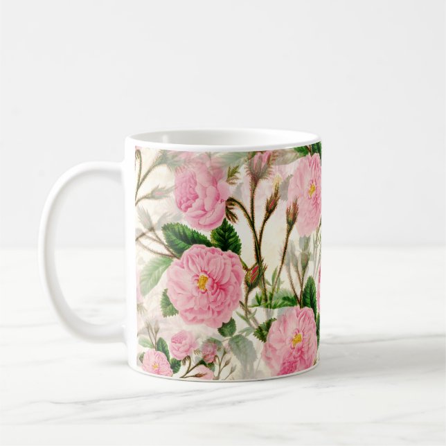 Caneca De Café Flores, Folhas e Combustíveis de Península Rosa (Esquerda)