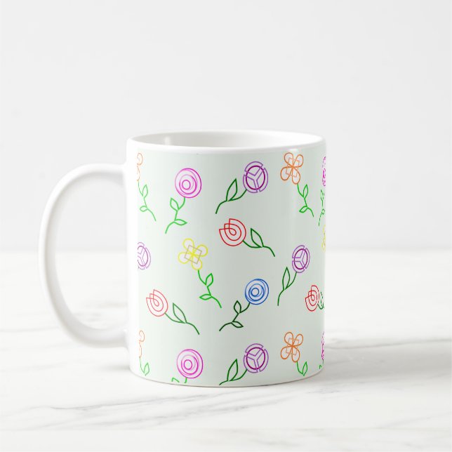 Caneca De Café Flores Geométricas (Esquerda)