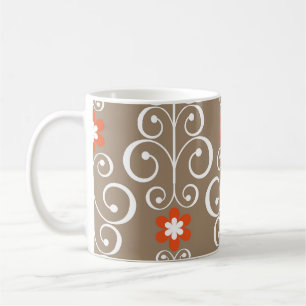 Caneca De Café Flores Geométricas: Design de Vintage sem Costura