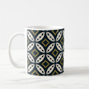Caneca De Café Flores geométricas sem costura: padrão colorido.