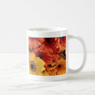Caneca De Café Flores Gerbera Brilhantes, Amarelo Laranja, Flora