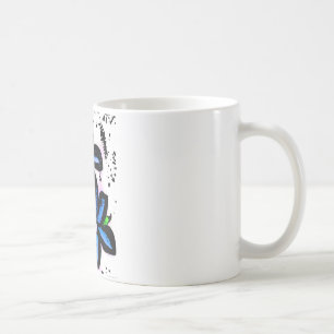 Caneca De Café Flores grandes do preto azul
