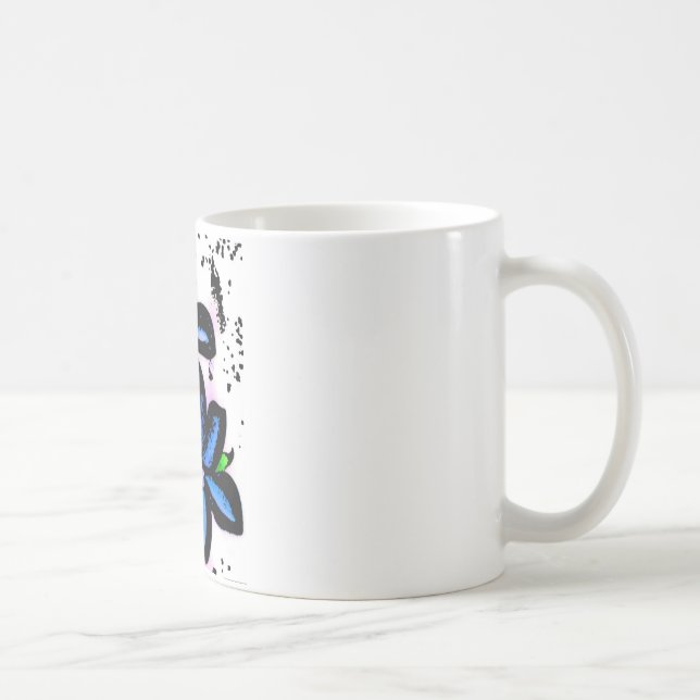 Caneca De Café Flores grandes do preto azul (Direita)